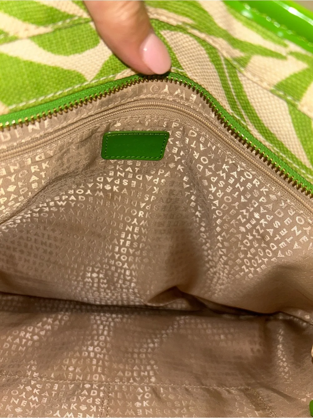 Kate spade Leafy Green and Cream Tote Bag